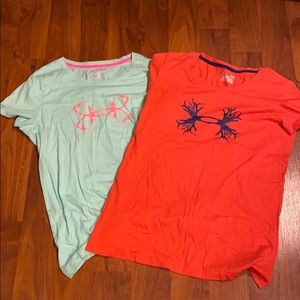 2 Women’s Under Armour tee shirts Large